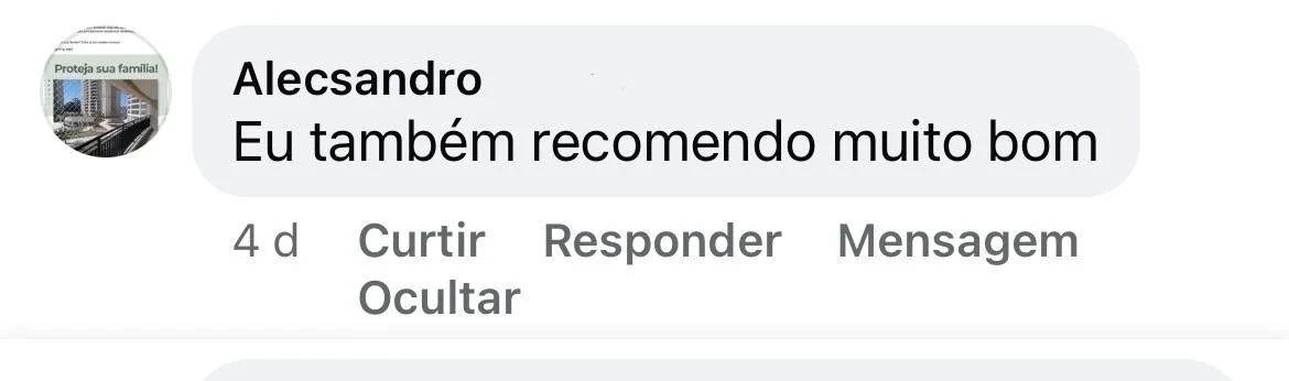 Print original de mensagem de aluno sobre os materiais da Aline